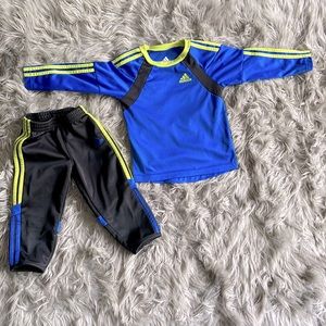 Black and blue long sleeve two piece adidas jogger set